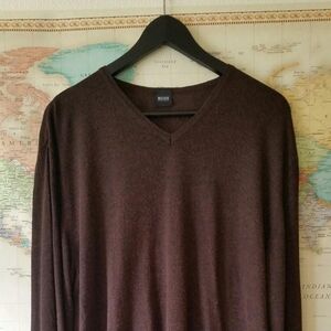 L oversized long sheer dark brown sweater